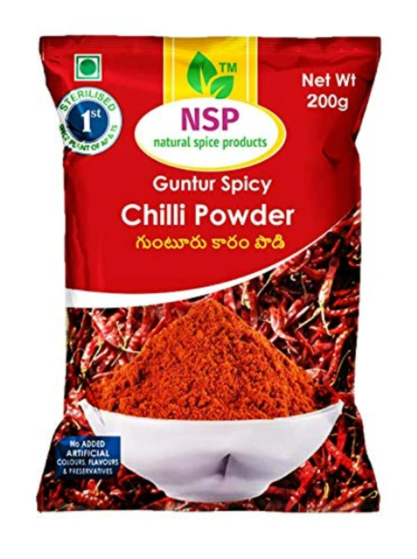 NSP Guntur Spicy Chilli Powder, 100% Pure, 100% Natural, 200g - free size, Natural color